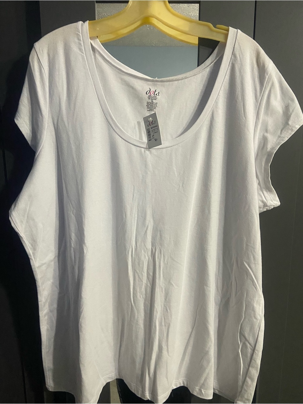Dots White Scoop Neck Short Sleeve Tee